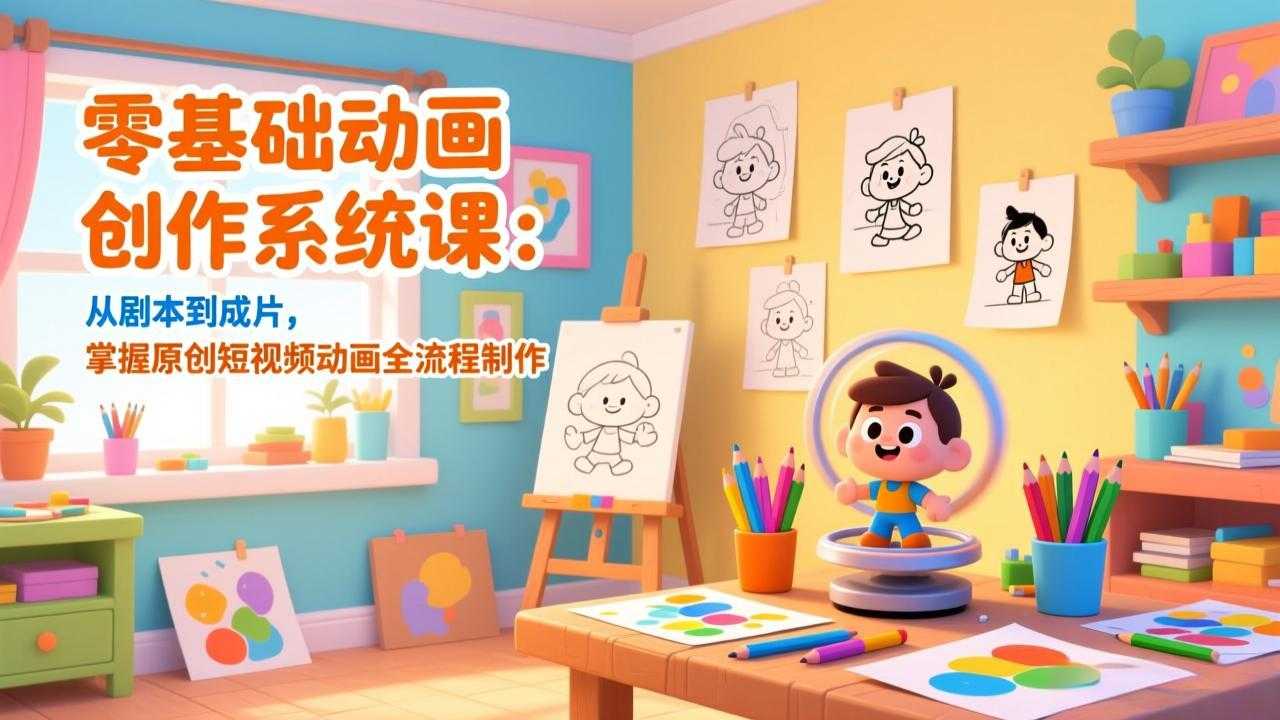 零基础动画创作系统课：从剧本到成片，掌握原创短视频动画全流程制作-泱泱学习社
