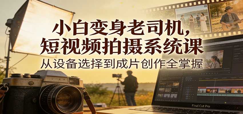 图片[1]-小白变身老司机，短视频拍摄系统课，从设备选择到成片创作全掌握-泱泱学习社