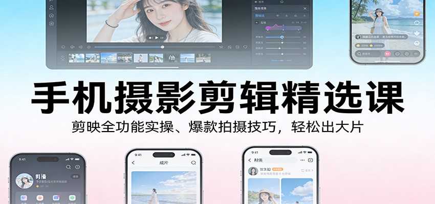 图片[1]-手机摄影剪辑精选课：剪映全功能实操、爆款拍摄技巧，轻松出大片-泱泱学习社