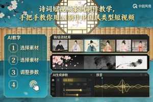 古诗词短视频案例制作教学，手把手教你用AI制作中国风类型短视频-泱泱学习社