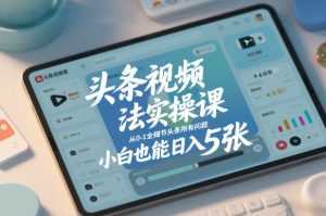 头条视频玩法实操课，从0-1全细节头条所有问题，小白也能日入5张-泱泱学习社