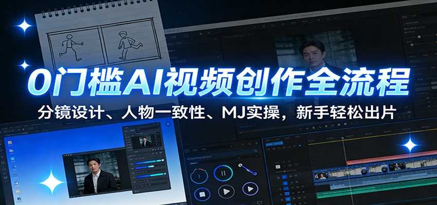 0门槛AI视频创作全流程：分镜设计、人物一致性、MJ实操，新手轻松出片-泱泱学习社