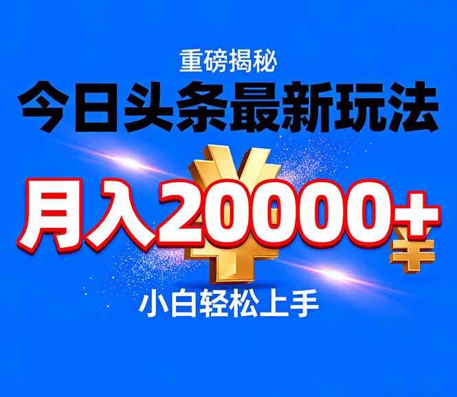 今日头条代运营最新玩法，轻轻松松月入20000＋-泱泱学习社