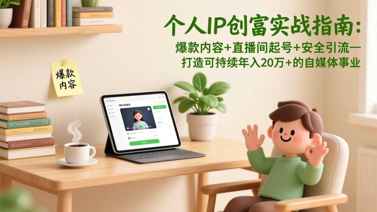 个人IP创富实战指南：爆款内容+直播间起号+安全引流，打造可持续年入20万+的自媒体事业-泱泱学习社