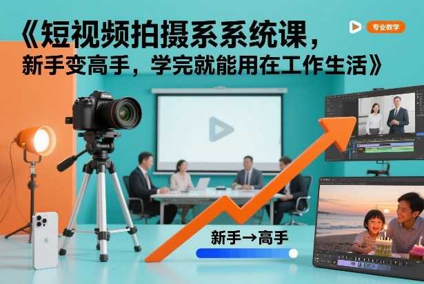 短视频拍摄系统课，新手变高手，学完就能用在工作生活-泱泱学习社