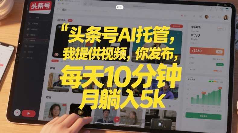 头条号AI托管，我提供视频，你发布，每天10分钟，月躺入5k+【揭秘】-泱泱学习社