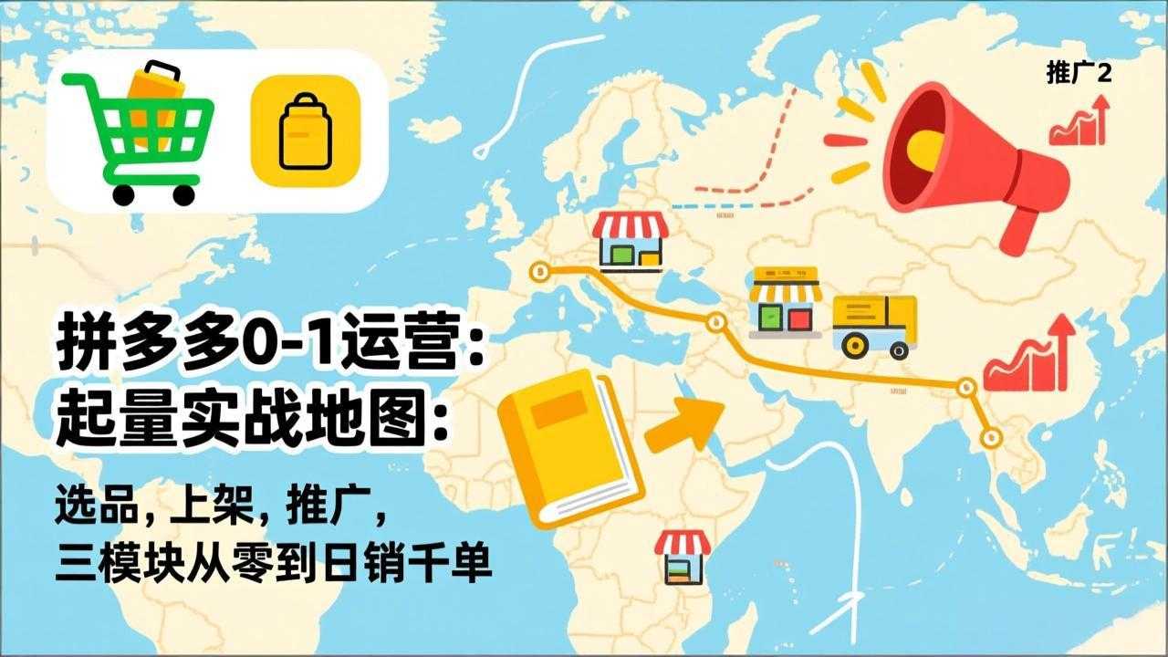 拼多多0-1运营：起量实战地图：选品，上架，推广，三模块从零到日销千单-泱泱学习社