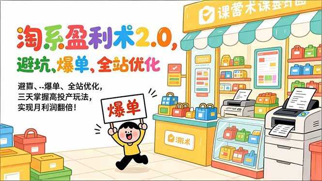 淘系盈利术2.0，避坑、爆单、全站优化，三天掌握高投产玩法，实现月利润翻倍！-泱泱学习社