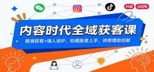 内容时代全域获客课：精准获客+强人设IP，给模版易上手、讲原理助创新-泱泱学习社