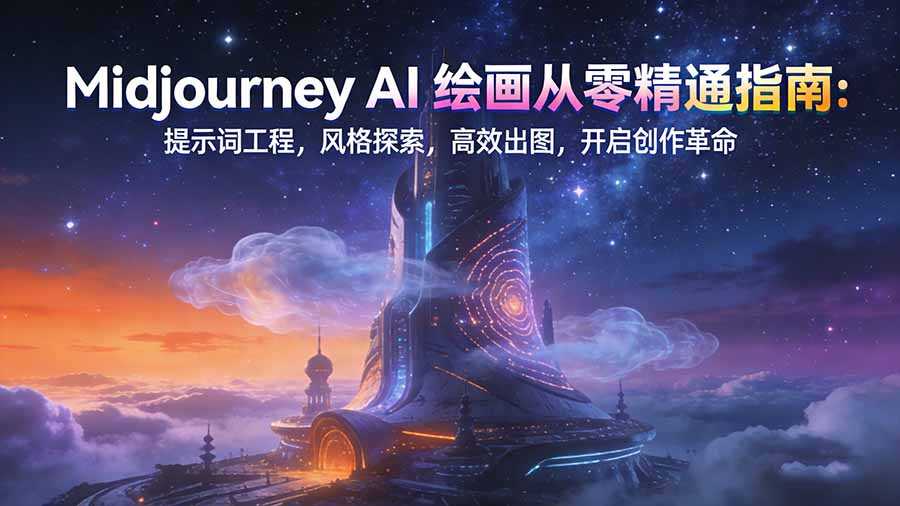 Midjourney AI绘画从零精通指南：提示词工程，风格探索，高效出图，开启创作革命-泱泱学习社