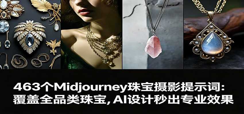 图片[1]-463个Midjourney珠宝摄影提示词：覆盖全品类珠宝，AI设计秒出专业效果-泱泱学习社