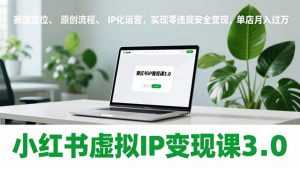 小红书虚拟IP变现课3.0，赛道定位、原创流程、IP化运营，实现零违规安全变现，单店月入过万-泱泱学习社