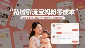 私域引流宝妈粉零成本流程简单月入超过1W+适合小白想做副业的-泱泱学习社