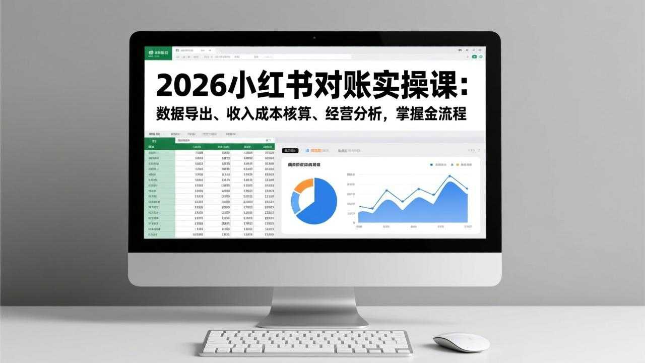 2026小红书对账实操课：数据导出、收入成本核算、经营分析，掌握全流程-泱泱学习社
