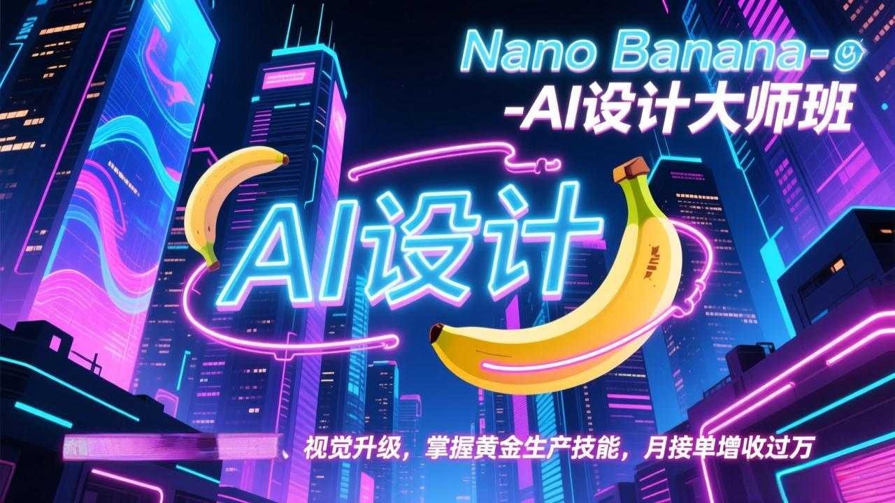 Nano Banana-AI设计大师班，修图合成、广告创作、视觉升级，掌握黄金生产技能，月接单增收过万-泱泱学习社