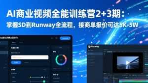 AI商业视频全能训练营2+3期：掌握SD到Runway全流程，接商单报价可达5K-5W-泱泱学习社