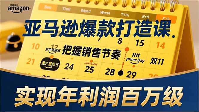 亚马逊爆款打造课，大促节点、全年规划、淡旺季打法，把握销售节奏，实现年利润百万级-泱泱学习社