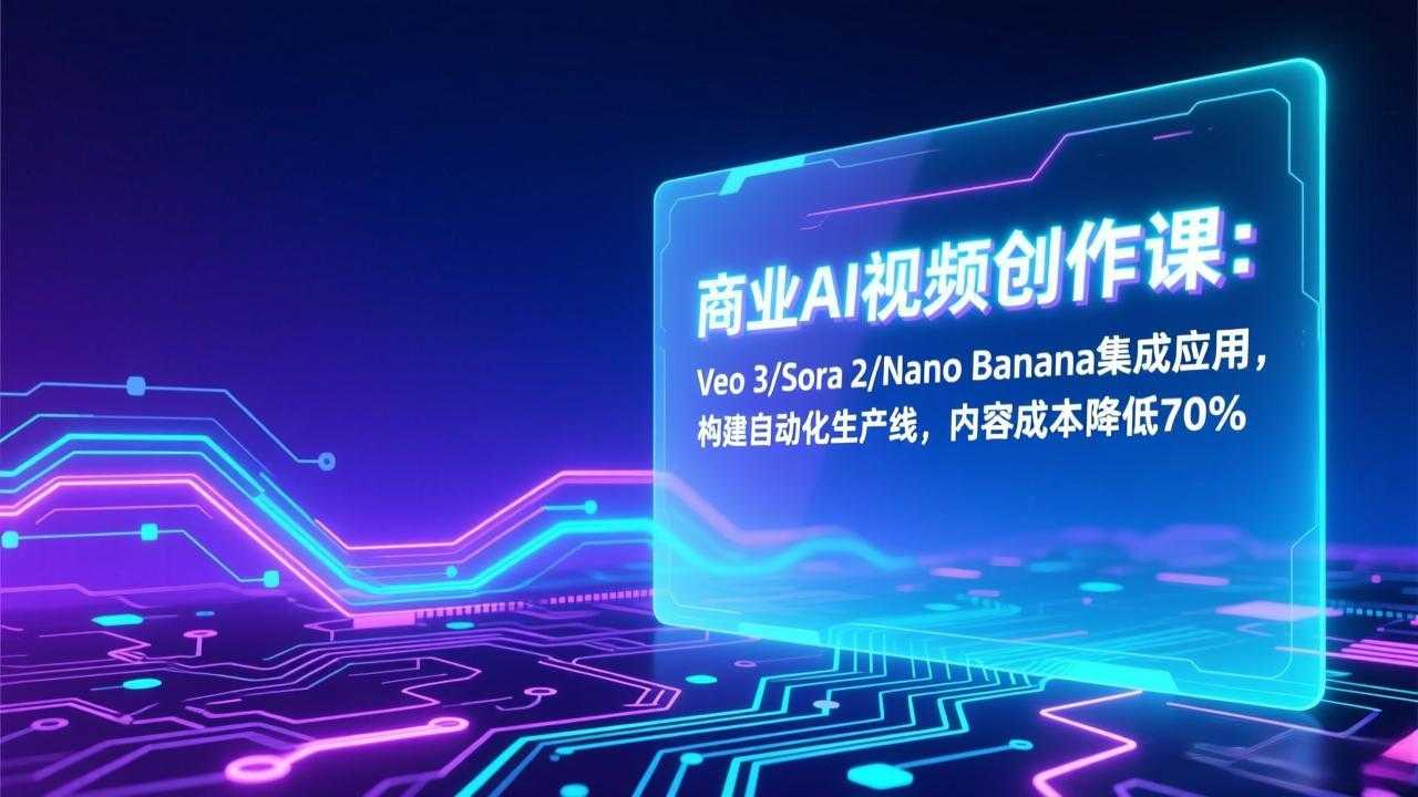 商业AI视频创作课：Veo 3/Sora 2/Nano Banana集成应用，构建自动化生产线，内容成本降低70%-泱泱学习社