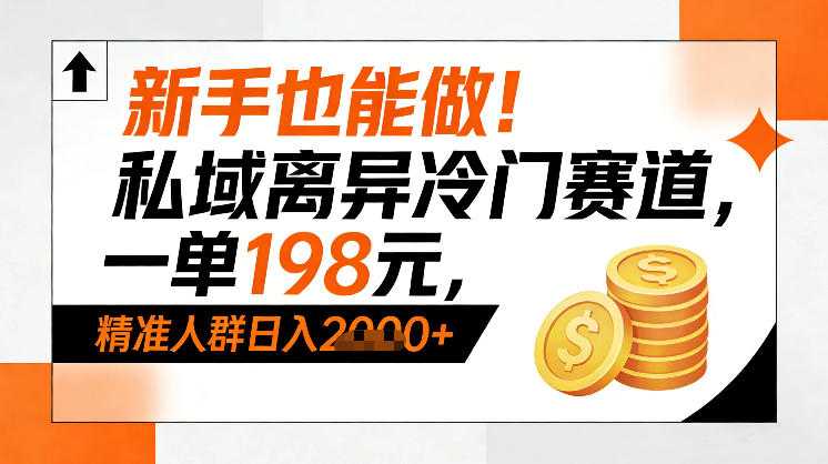 新手也能做！私域离异冷门赛道，一单198，精准人群日入1k+-泱泱学习社