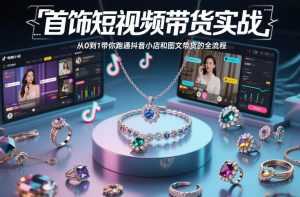 首饰短视频带货实战，从0到1带你跑通抖音小店和图文带货的全流程-泱泱学习社