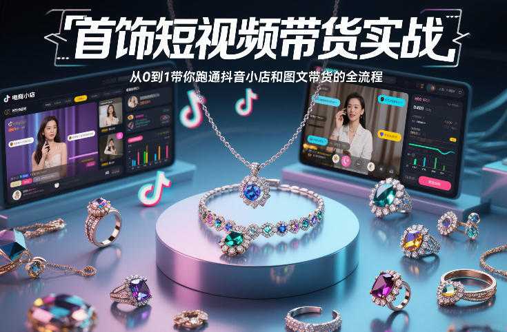 首饰短视频带货实战，从0到1带你跑通抖音小店和图文带货的全流程-泱泱学习社