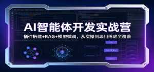 AI智能体开发实战营：插件搭建+RAG+模型微调，从实操到项目落地全覆盖-泱泱学习社