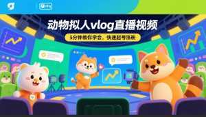 动物拟人vlog直播视频，5分钟教你学会，快速起号涨粉-泱泱学习社