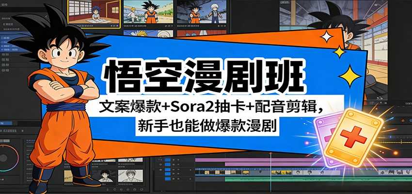 悟空漫剧班：文案爆款+Sora2抽卡+配音剪辑，新手也能做爆款漫剧-泱泱学习社