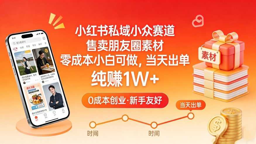 小红书私域小众赛道，售卖朋友圈素材，零成本小白可做，当天出单，月入1W+-泱泱学习社