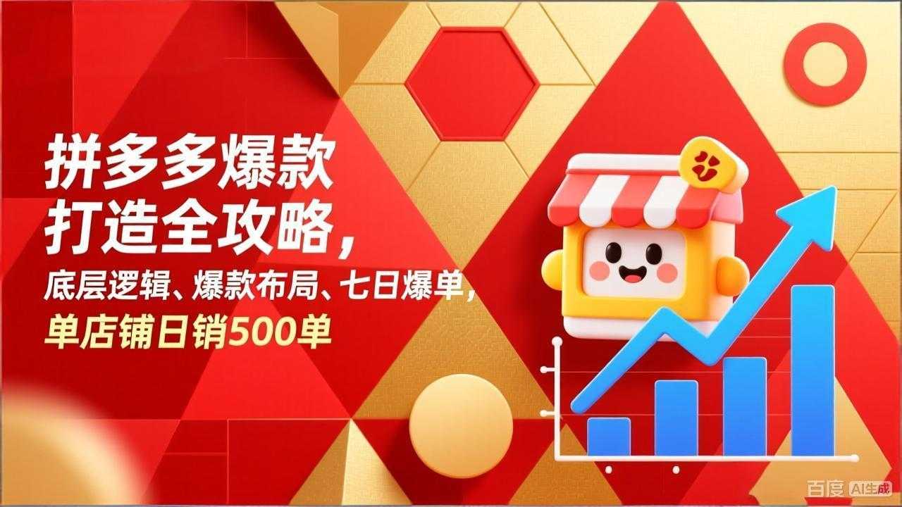 拼多多爆款打造全攻略，底层逻辑、爆款布局、七日爆单，单店铺日销500单-泱泱学习社