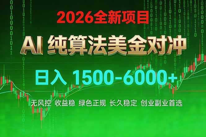 2026 全新美金对冲项目，不套平台赠金，不封号，纯算法对冲，日入 1500-6000+-泱泱学习社
