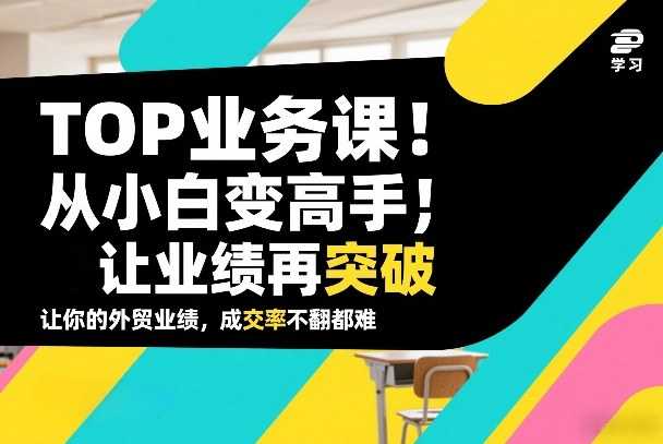 外贸TOP业务课，从小白变高手，或让业绩再突破，让你的外贸业绩，成交率不翻倍都难-泱泱学习社