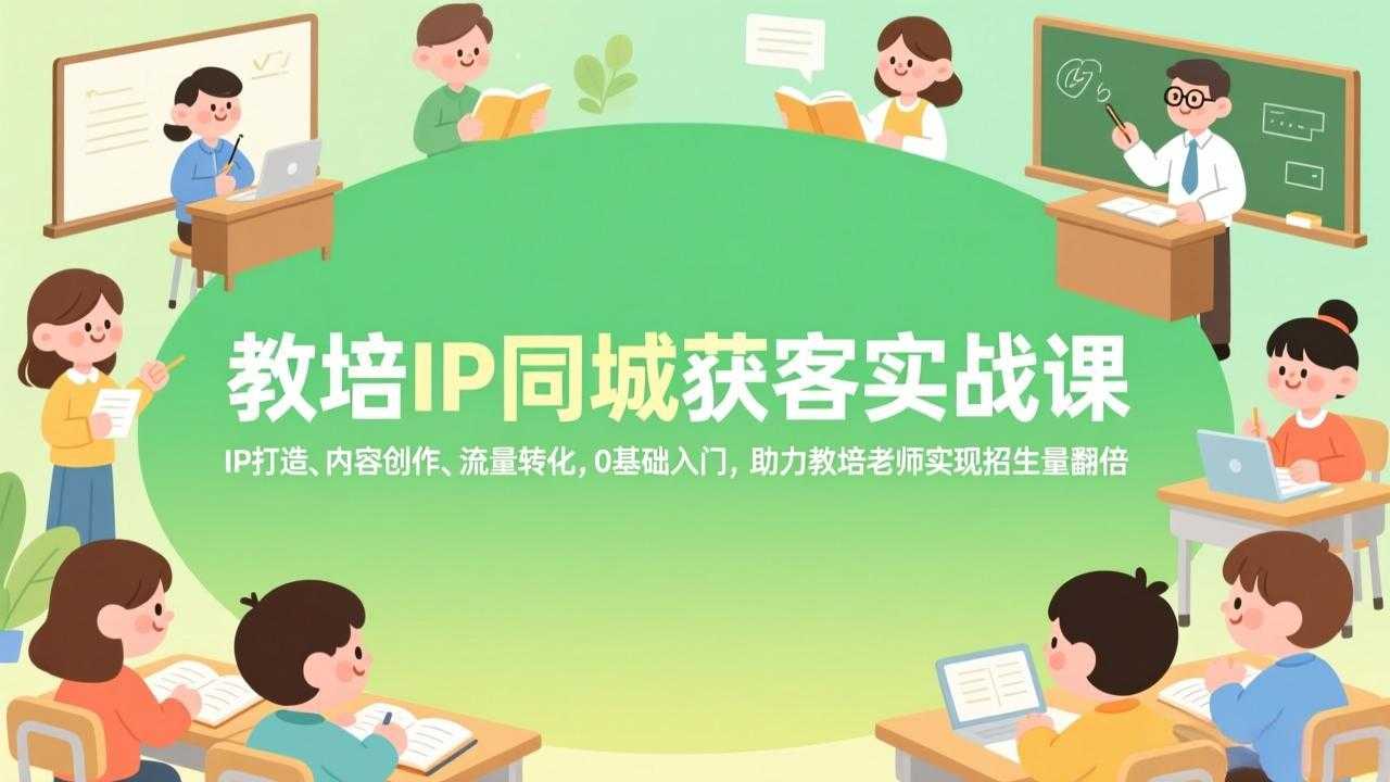 教培IP同城获客实战课，IP打造、内容创作、流量转化，0基础入门，助力教培老师实现招生量翻倍-泱泱学习社