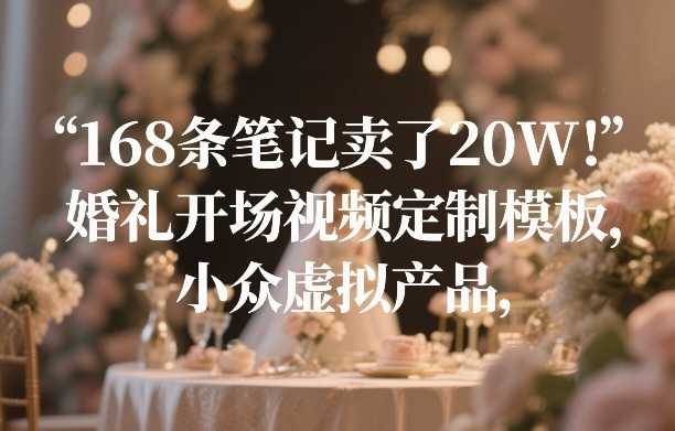 168条笔记卖了20W！婚礼开场视频定制模板，小众虚拟产品-泱泱学习社