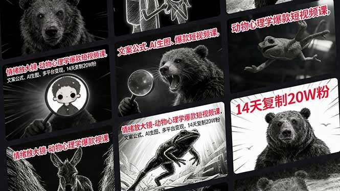 情绪放大镜-动物心理学爆款短视频课，文案公式、AI生图、多平台变现，14天复制20W粉-泱泱学习社