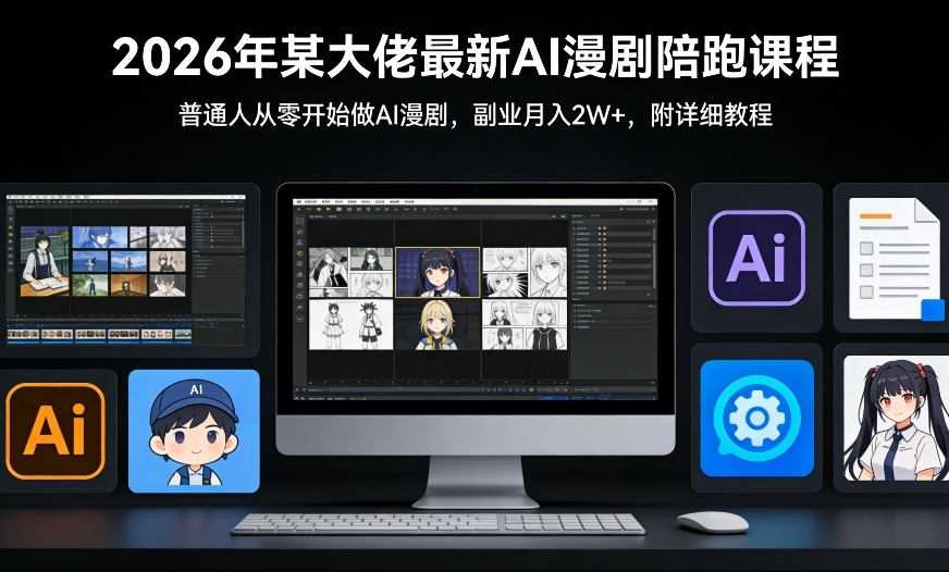26年某大佬最新Ai漫剧陪跑课程，普通人从零开始做AI漫剧，副业月入2W+-泱泱学习社