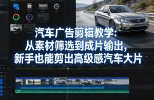 汽车广告剪辑教学：从素材筛选到成片输出，新手也能剪出高级感汽车大片-泱泱学习社