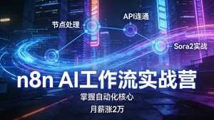 n8n AI工作流实战营，节点处理+API连通+Sora2实战，掌握自动化核心月薪涨2万-泱泱学习社