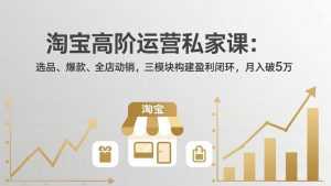 淘宝高阶运营私家课：选品、爆款、全店动销，三模块构建盈利闭环，月入破5万(更新26年2月-泱泱学习社