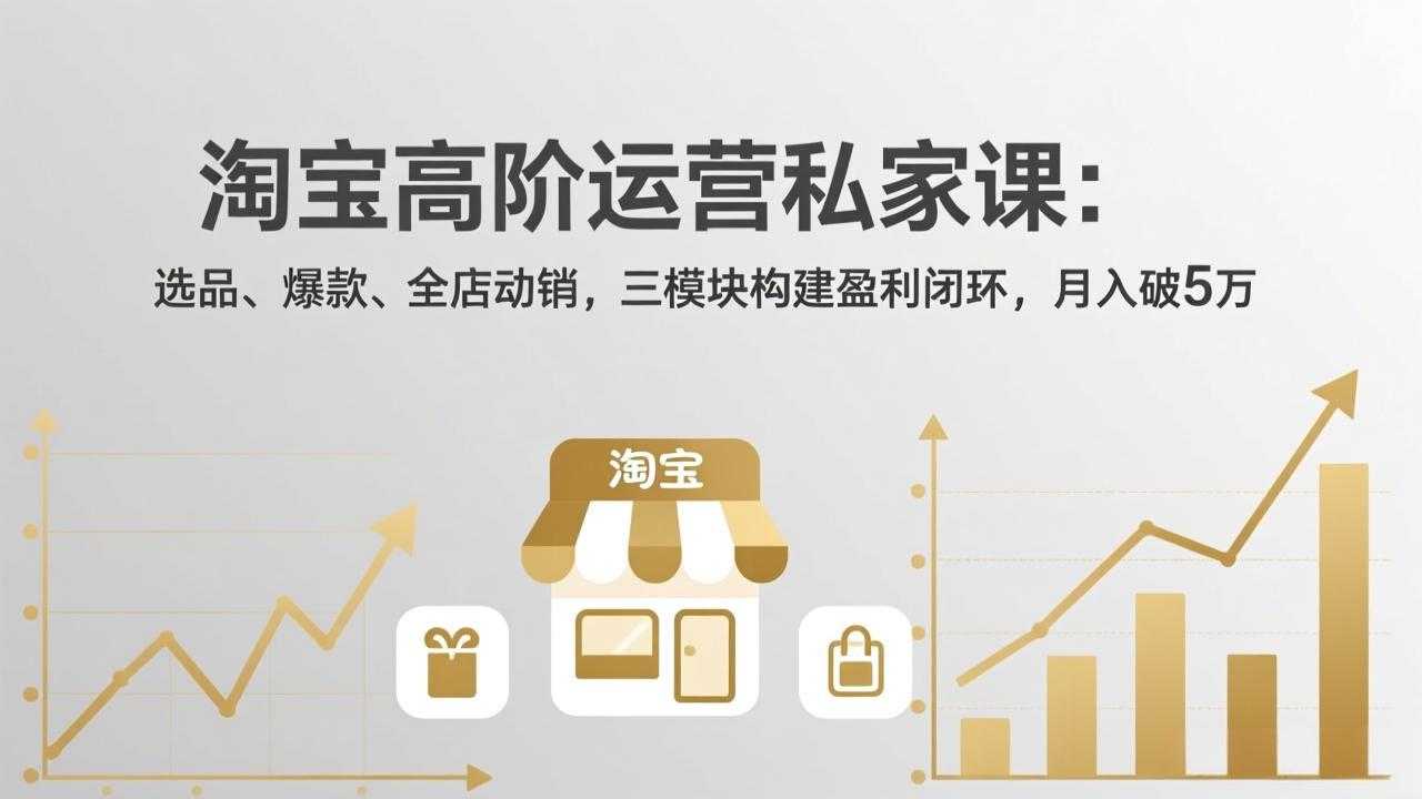 淘宝高阶运营私家课：选品、爆款、全店动销，三模块构建盈利闭环，月入破5万(更新26年2月-泱泱学习社