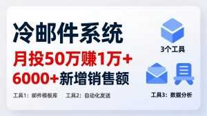 月投 50 刀赚 1 万 +！冷邮件系统：6000 + 新增销售额，靠 3 个工具轻松搞-泱泱学习社
