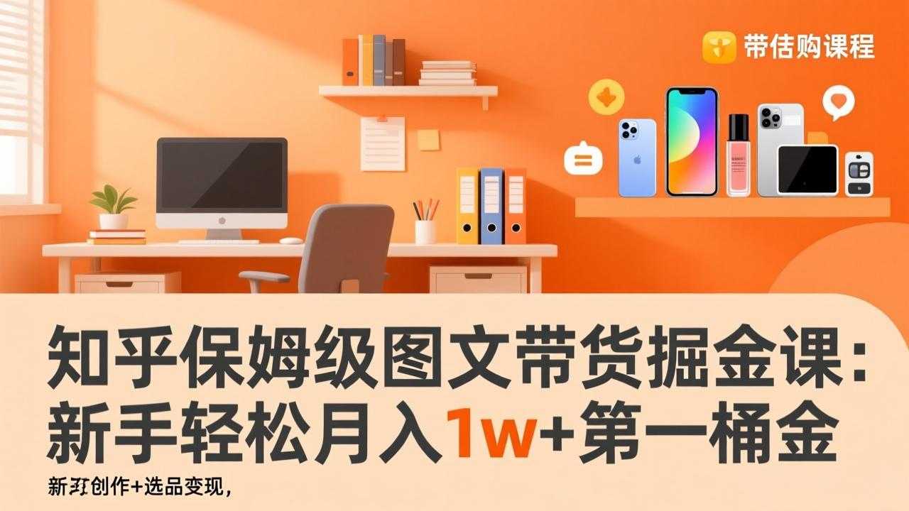 知乎保姆级图文带货掘金课：账号打造+爆文创作+选品变现，新手轻松月入1w+第一桶金-泱泱学习社