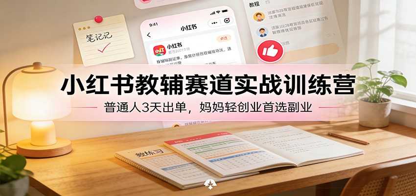 图片[1]-小红书教辅赛道实战训练营：普通人3天出单，妈妈轻创业首选副业-泱泱学习社