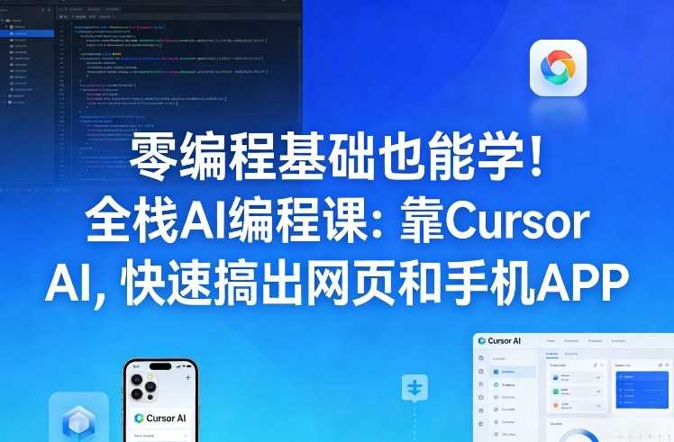 零编程基础也能学！全栈AI编程课：靠Cursor AI，快速搞出网页和手机APP-泱泱学习社