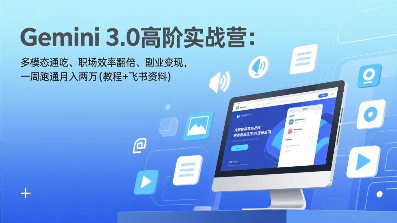 Gemini 3.0高阶实战营：多模态通吃、职场效率翻倍、副业变现，一周跑通月入两万(教程+飞书资料-泱泱学习社