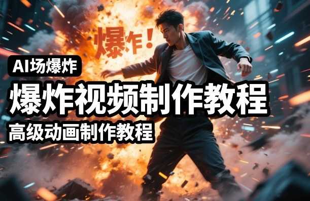 AI场景爆炸视频制作教程，利用人物实拍视频制作出高级的动画特效-泱泱学习社