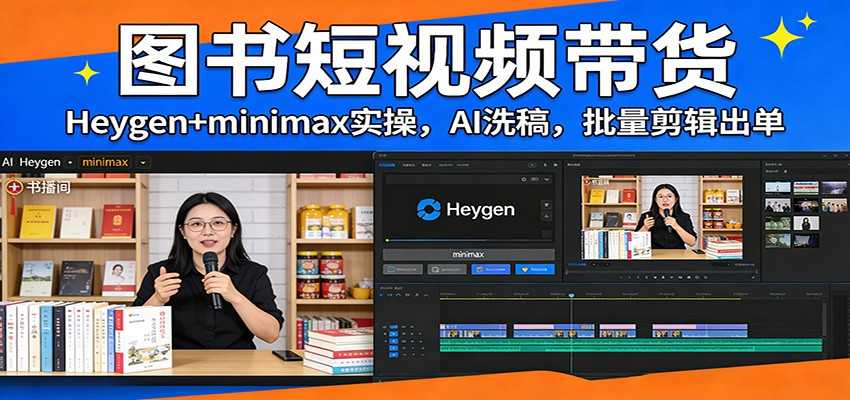 图片[1]-图书短视频带货：Heygen+minimax实操，AI洗稿 ，批量剪辑出单-泱泱学习社