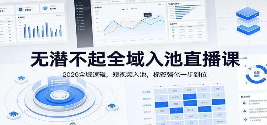 无潜不起全域入池直播课：2026全域逻辑，短视频入池，标签强化一步到位-泱泱学习社