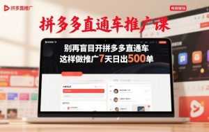 拼多多直通车推广课，别再盲目开拼多多直通车，这样做推广7天日出500单-泱泱学习社