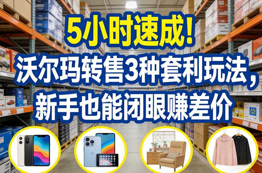 5小时速成！沃尔玛转售3种套利玩法，新手也能闭眼賺差价-泱泱学习社
